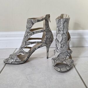 BCBGeneration Snakeskin Strappy Heels